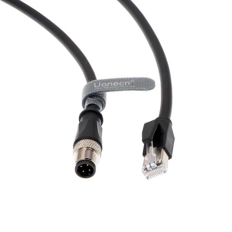 Uonecn كابل إيثرنت محمي مقاوم للماء Uonecn M12 4 دبابيس ذكر إلى RJ45 ذكر لتجميع الكاميرا الصناعية بطول 3 أمتار - Image 2